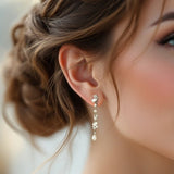 Delicate CZ and Pearl Dangle Earrings - Earrings - Cassandra Lynne