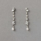Delicate CZ and Pearl Dangle Earrings - Earrings - Cassandra Lynne