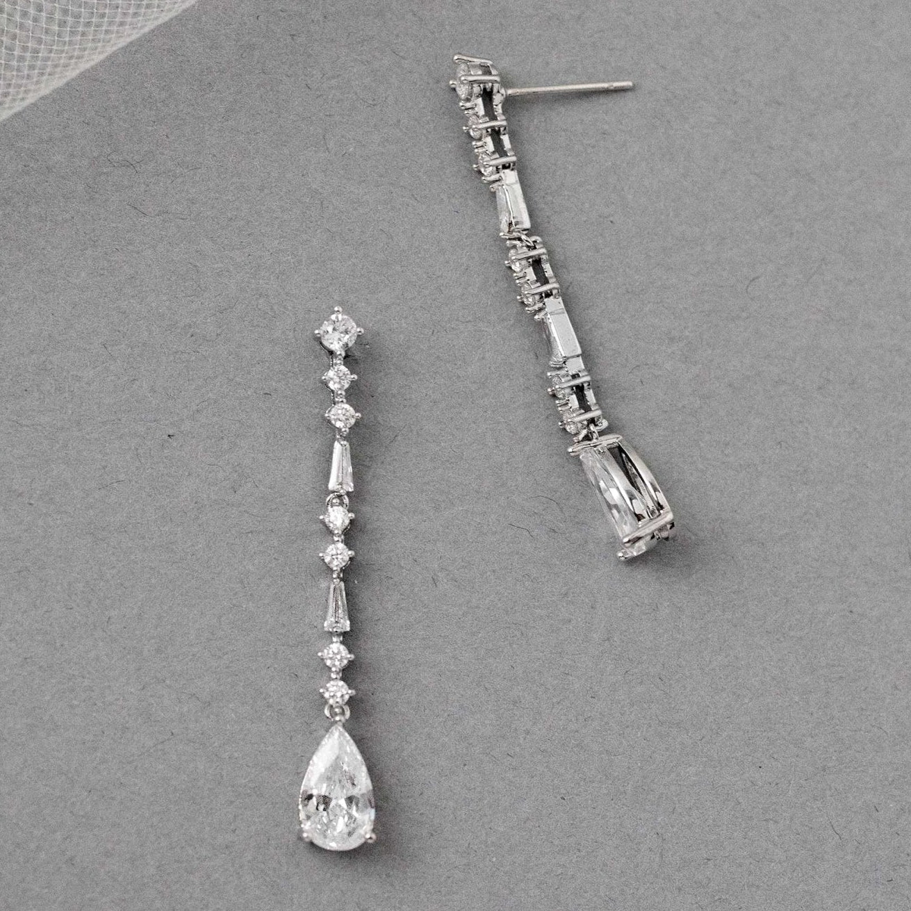 Delicate Dangle CZ Earrings with Baguette Accents - Earrings - Cassandra Lynne