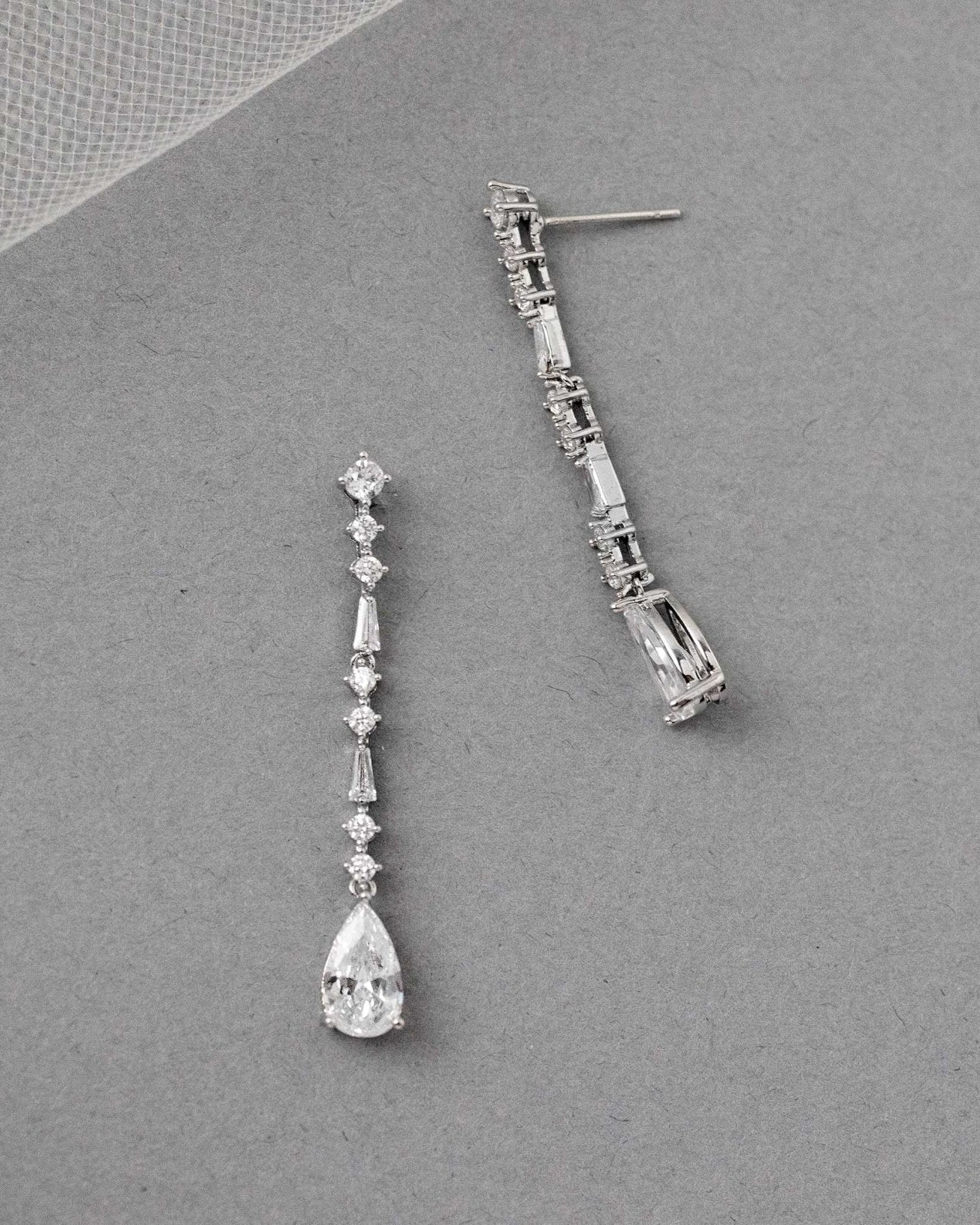 Delicate Dangle CZ Earrings with Baguette Accents - Earrings - Cassandra Lynne
