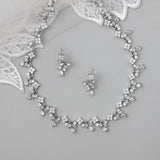 Delicate Floral Links CZ Bridal Necklace Set - Necklace Set - Cassandra Lynne