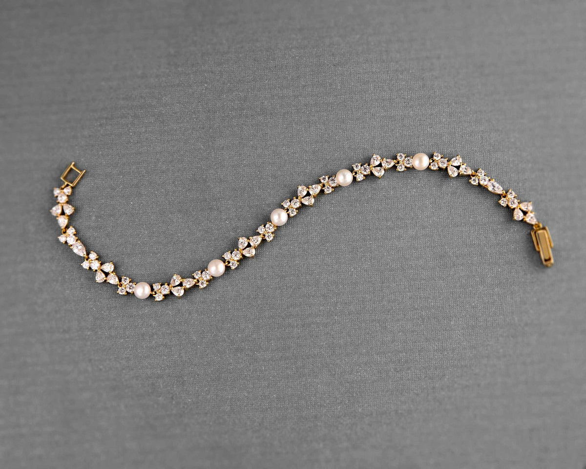 Delicate Freshwater Pearl CZ Bracelet - Bracelet - Cassandra Lynne