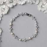 Delicate Freshwater Pearl CZ Bracelet - Bracelet - Cassandra Lynne