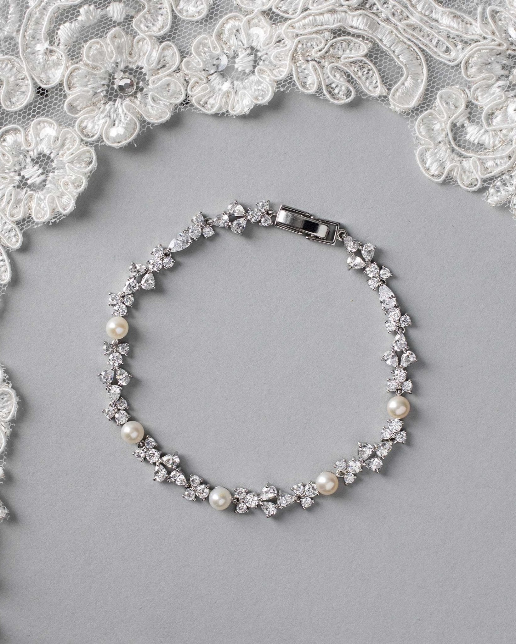 Delicate Freshwater Pearl CZ Bracelet - Bracelet - Cassandra Lynne