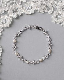 Delicate Freshwater Pearl CZ Bracelet - Bracelet - Cassandra Lynne