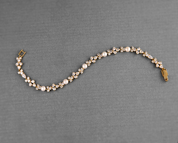 Delicate Freshwater Pearl CZ Bracelet