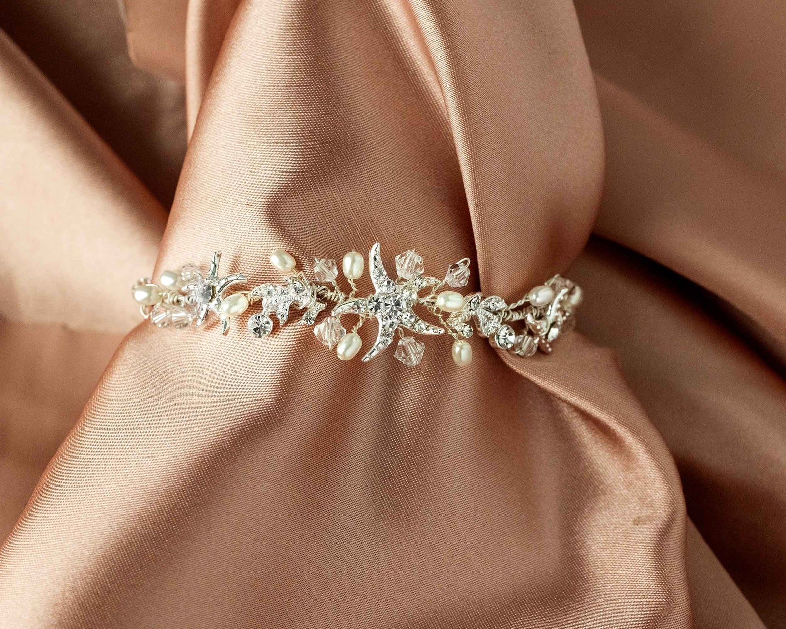 Crystal and Ivory Pearl Beach Bracelet