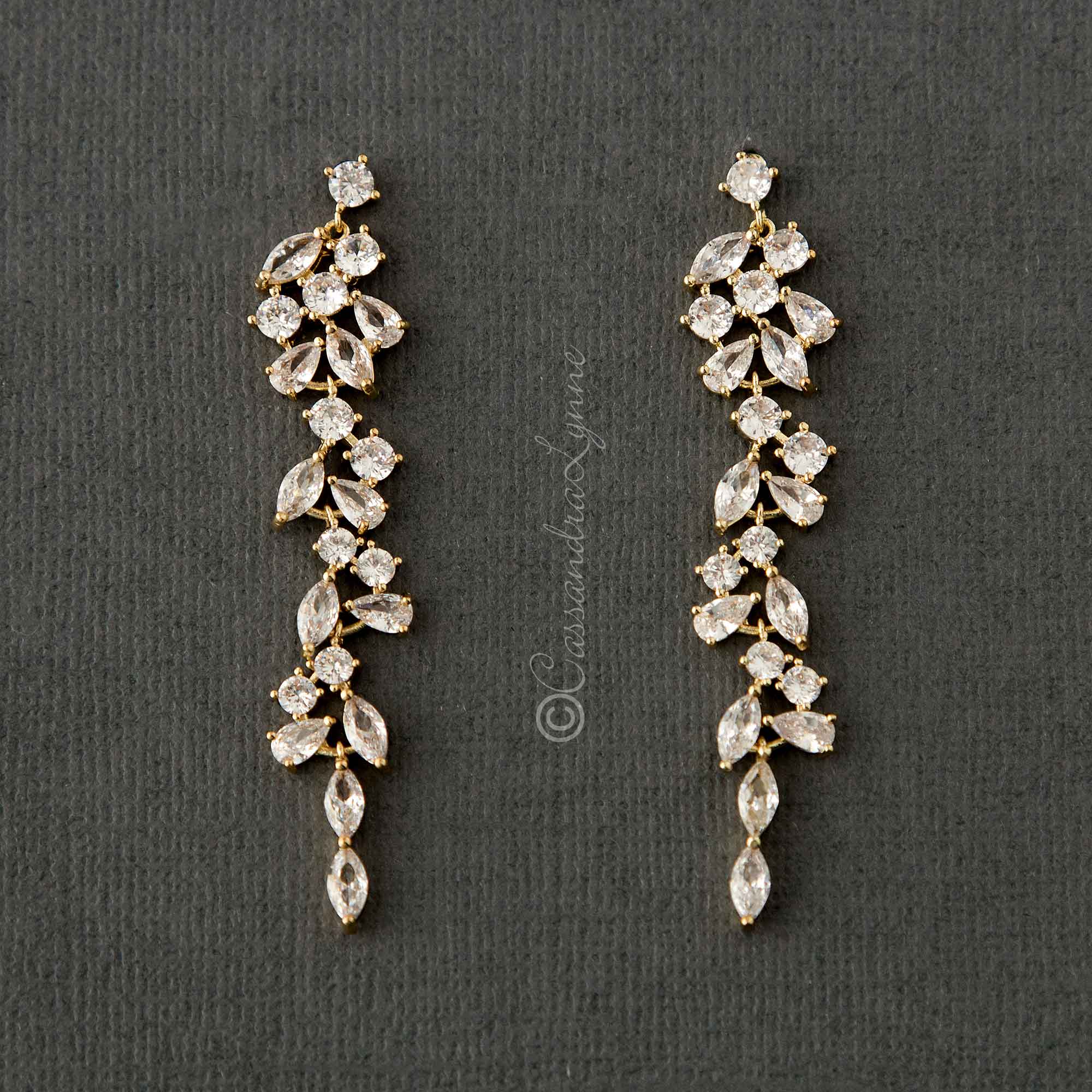 Delicate Multi Shape CZ Dangle Wedding Earrings - Cassandra Lynne