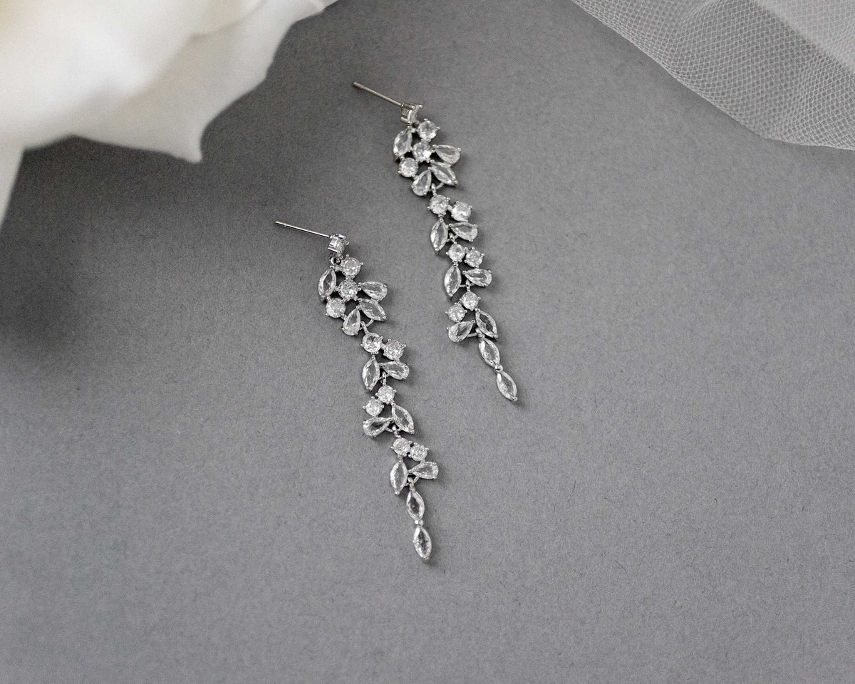 Delicate Multi Shape CZ Dangle Wedding Earrings