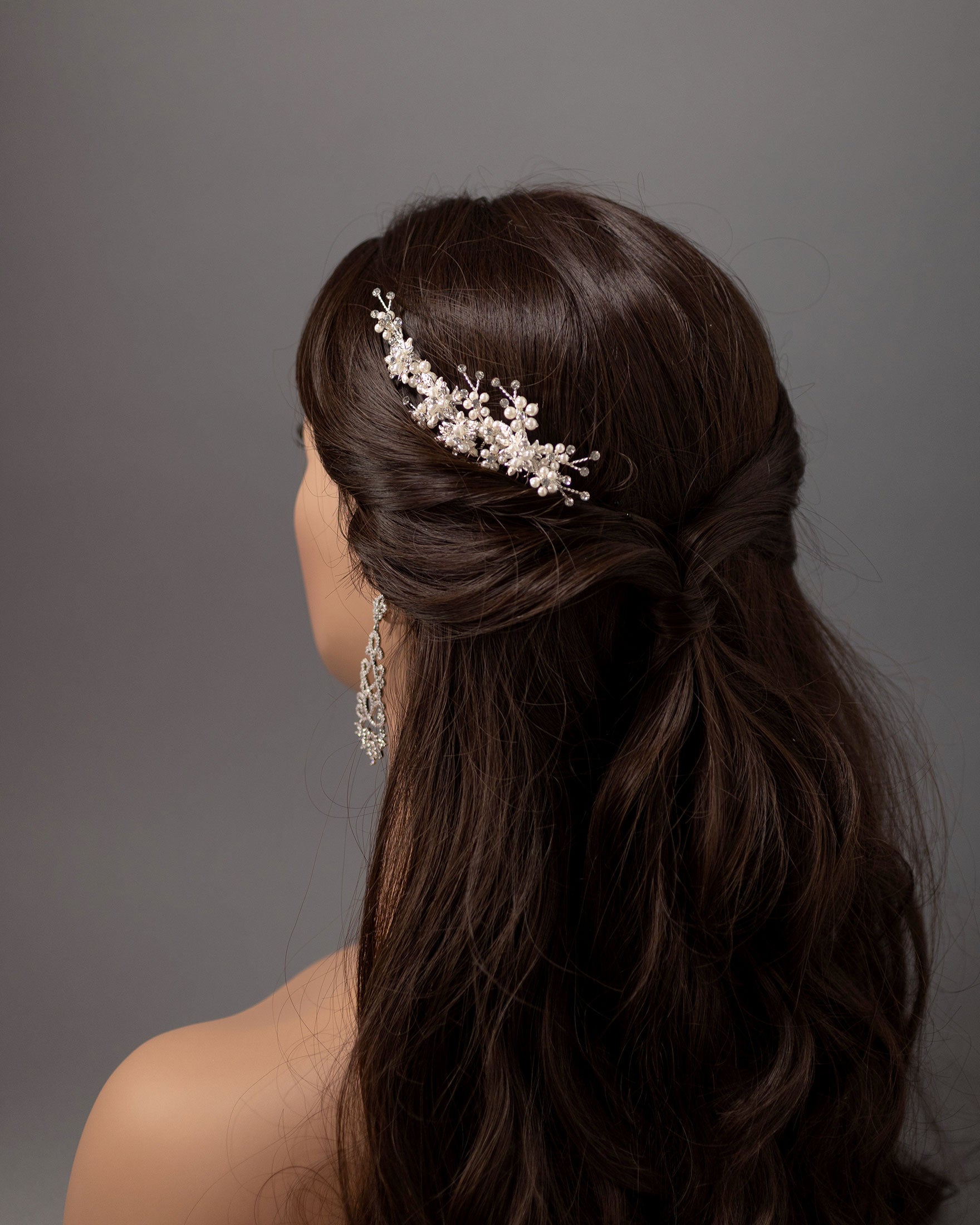 Delicate Wedding Hair Comb with Pearls silver- Cassandra Lynne