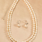 Freshwater Pearl Wedding Necklace Set in Silver - Cassandra Lynne- Jewelry Set