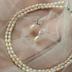 Freshwater Pearl Wedding Necklace Set in Silver - Cassandra Lynne- Jewelry Set