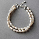 Double strand freshwater pearl bridal bracelet - Cassandra Lynne- Bracelets