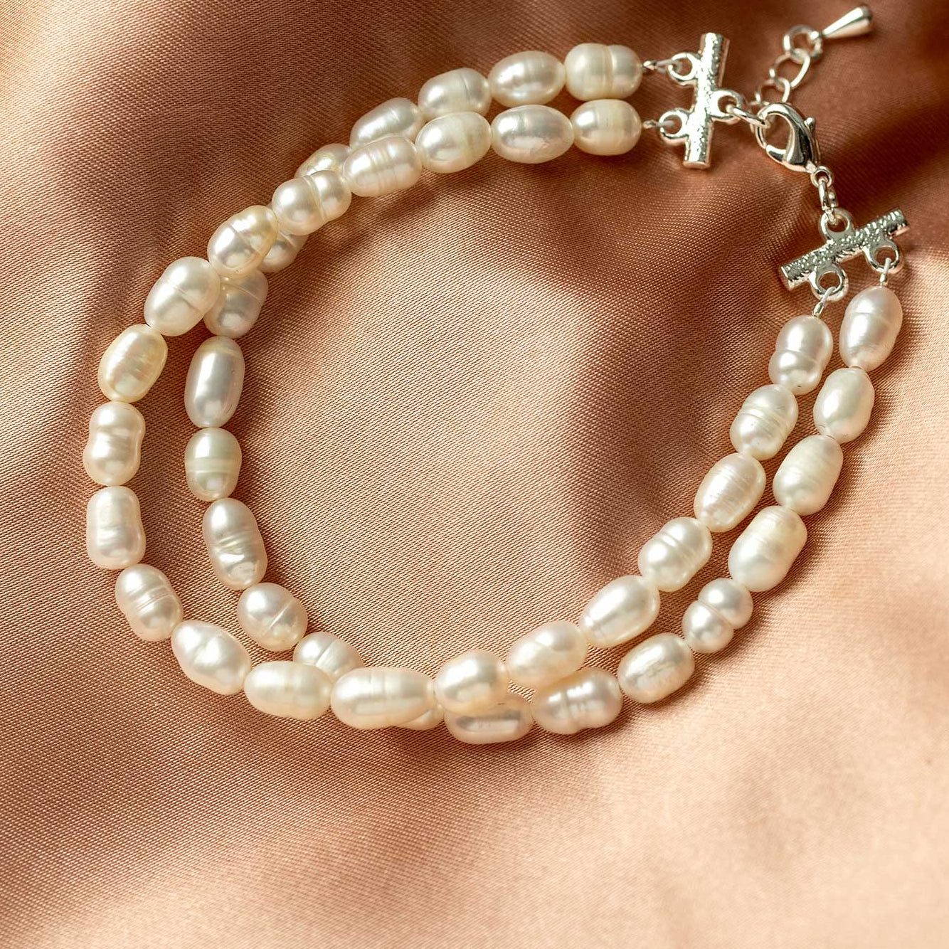 Double strand freshwater pearl bridal bracelet - Cassandra Lynne- Bracelets
