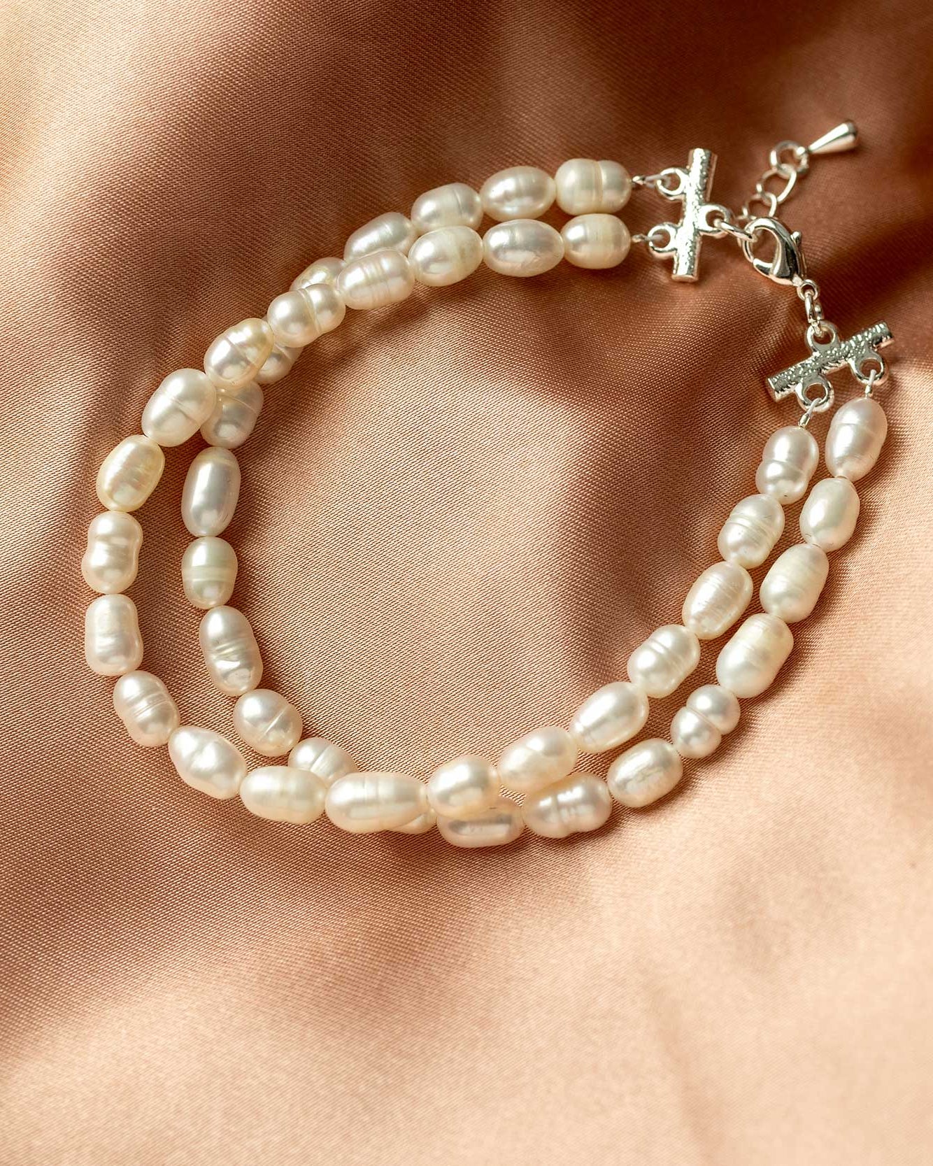 Double strand freshwater pearl bridal bracelet - Cassandra Lynne- Bracelets