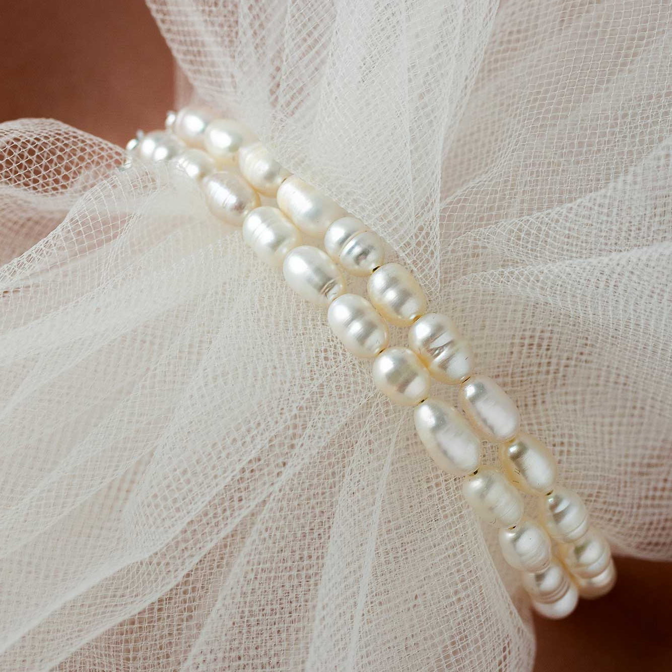 Double strand freshwater pearl bridal bracelet - Cassandra Lynne- Bracelets
