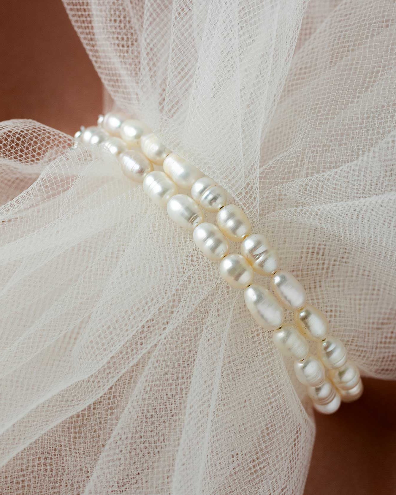 Double strand freshwater pearl bridal bracelet - Cassandra Lynne- Bracelets