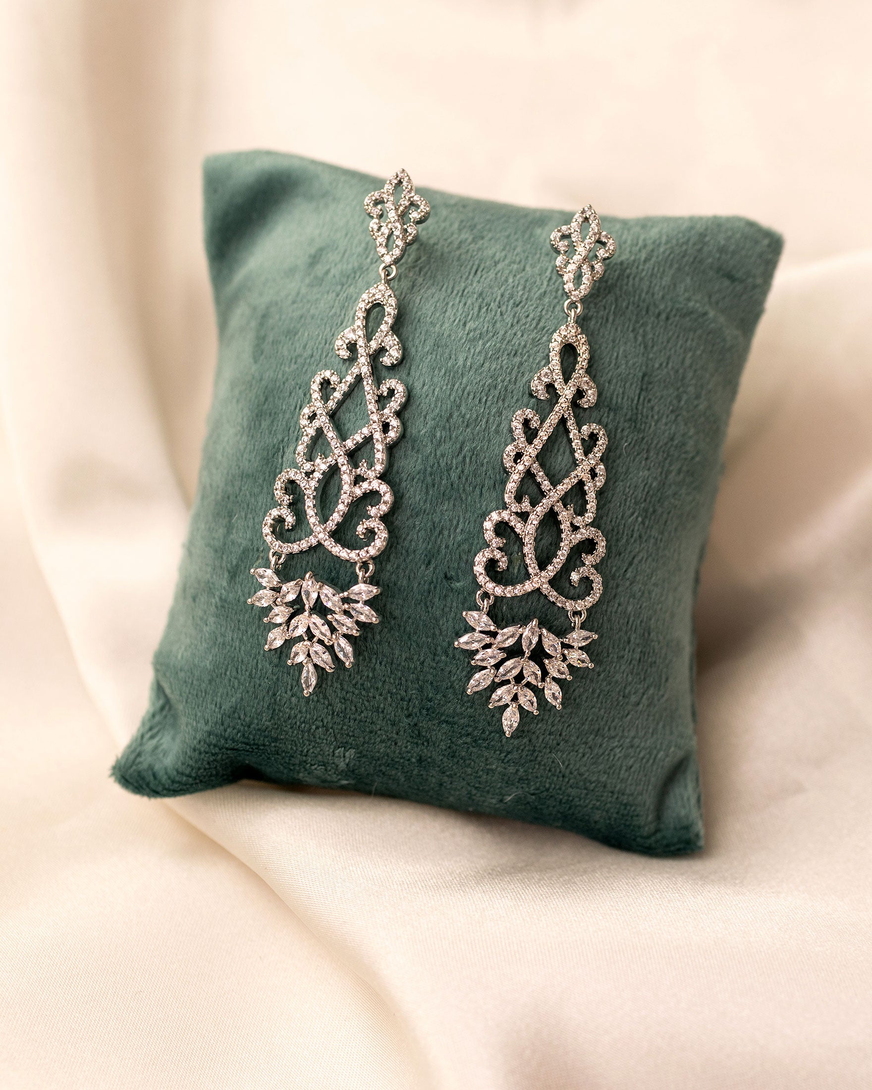 Filigree Earrings for the Bride in Silver - Cassandra Lynne