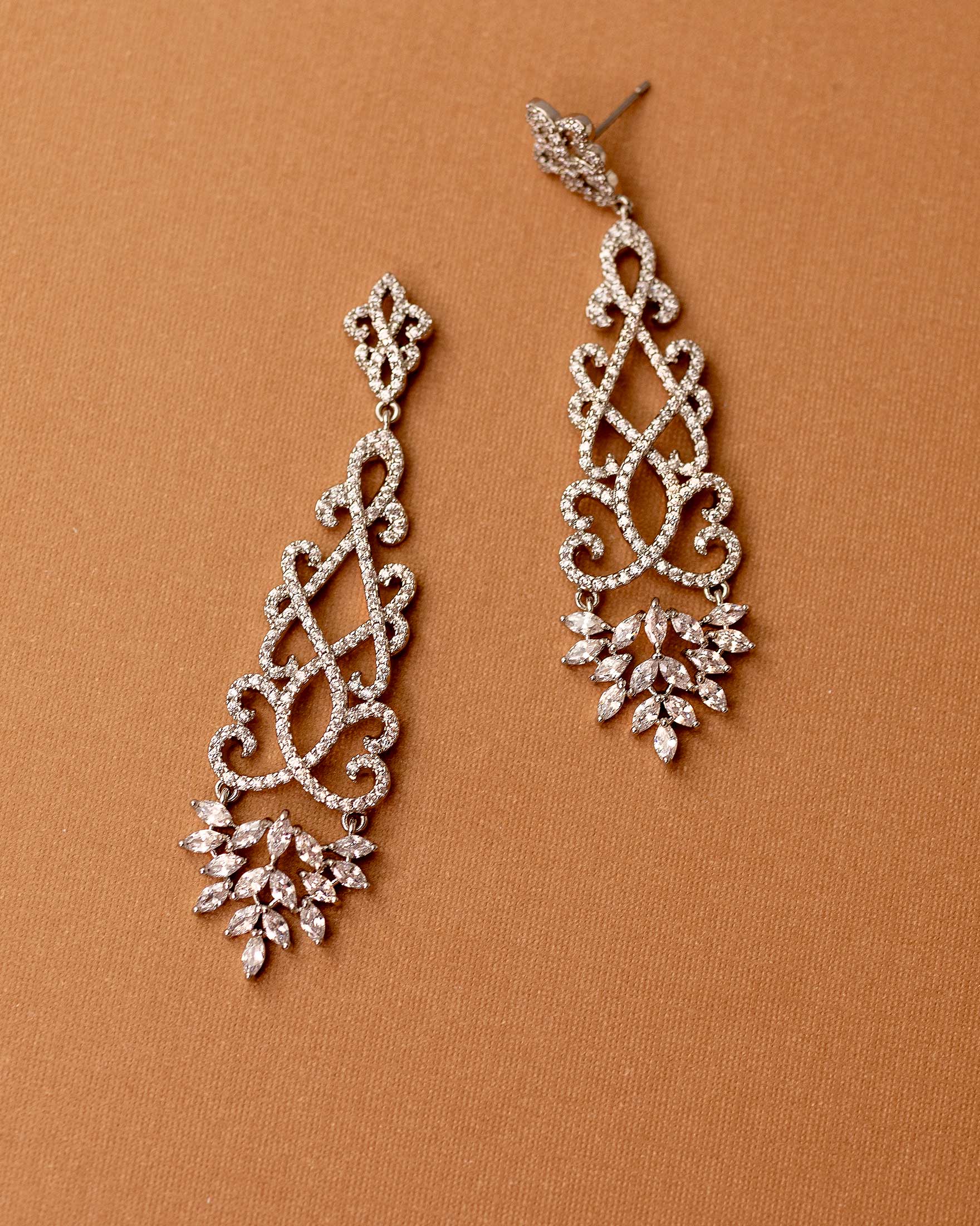 Filigree Earrings for the Bride in Silver - Cassandra Lynne