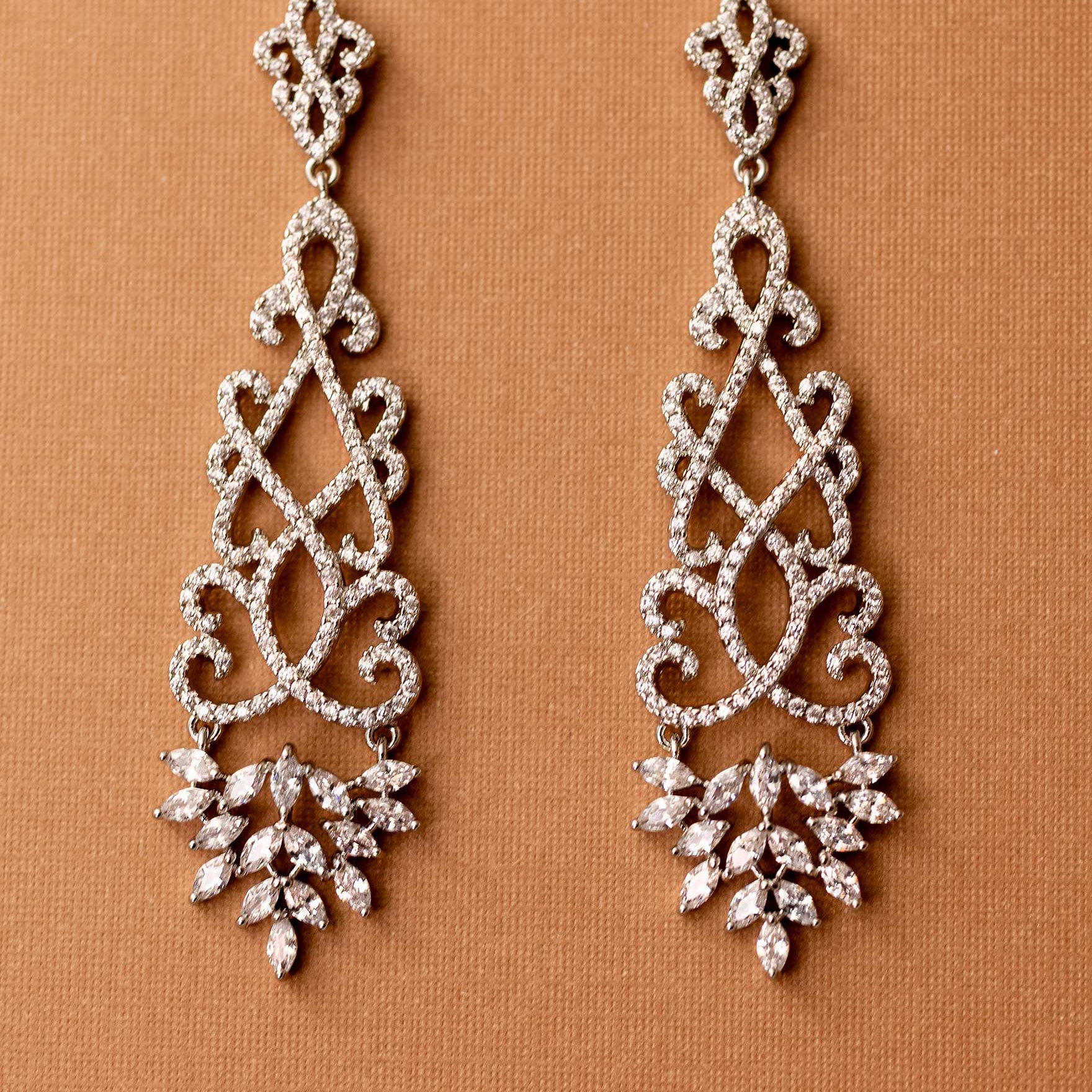 Filigree Earrings for the Bride in Silver - Cassandra Lynne