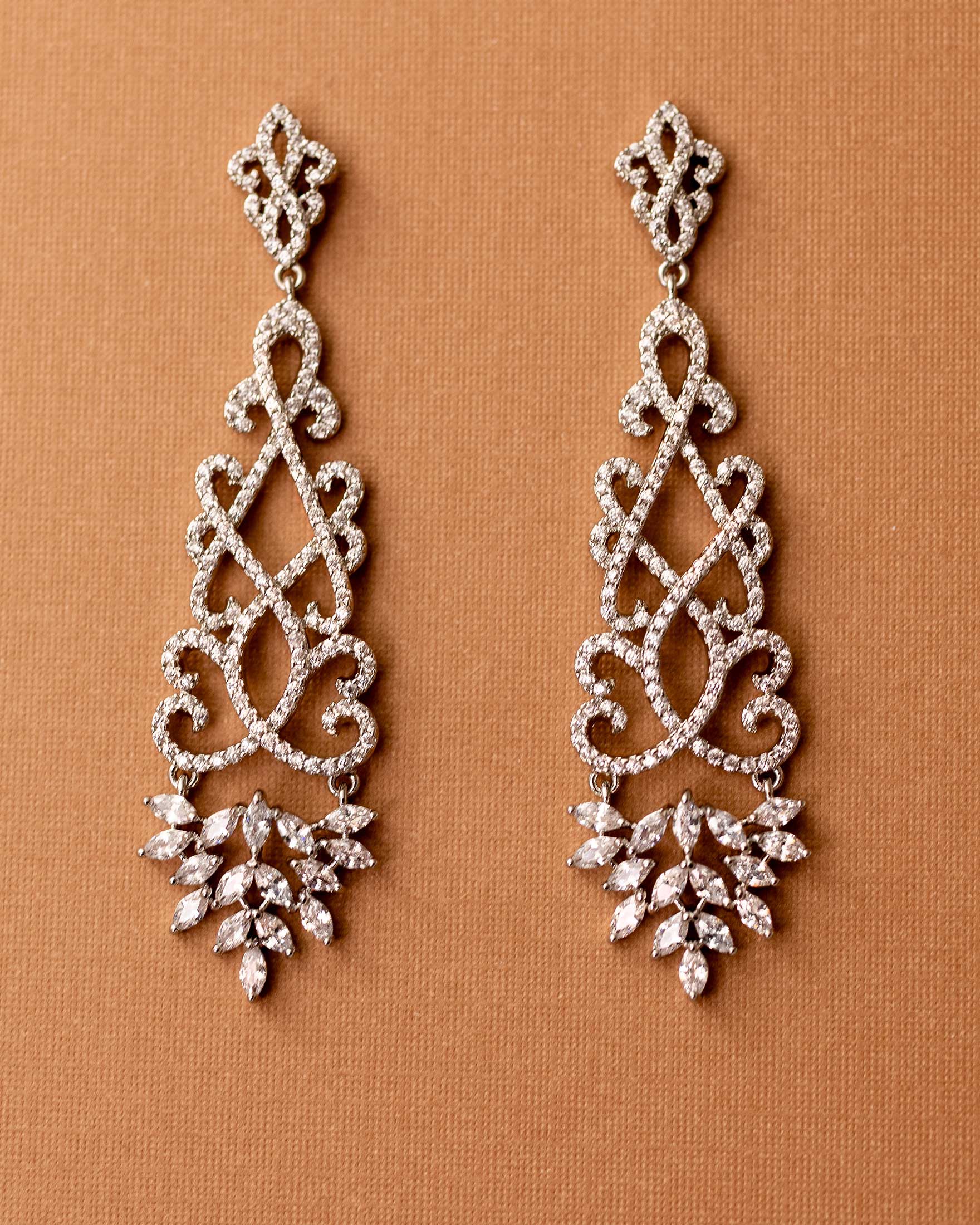 Filigree Earrings for the Bride in Silver - Cassandra Lynne