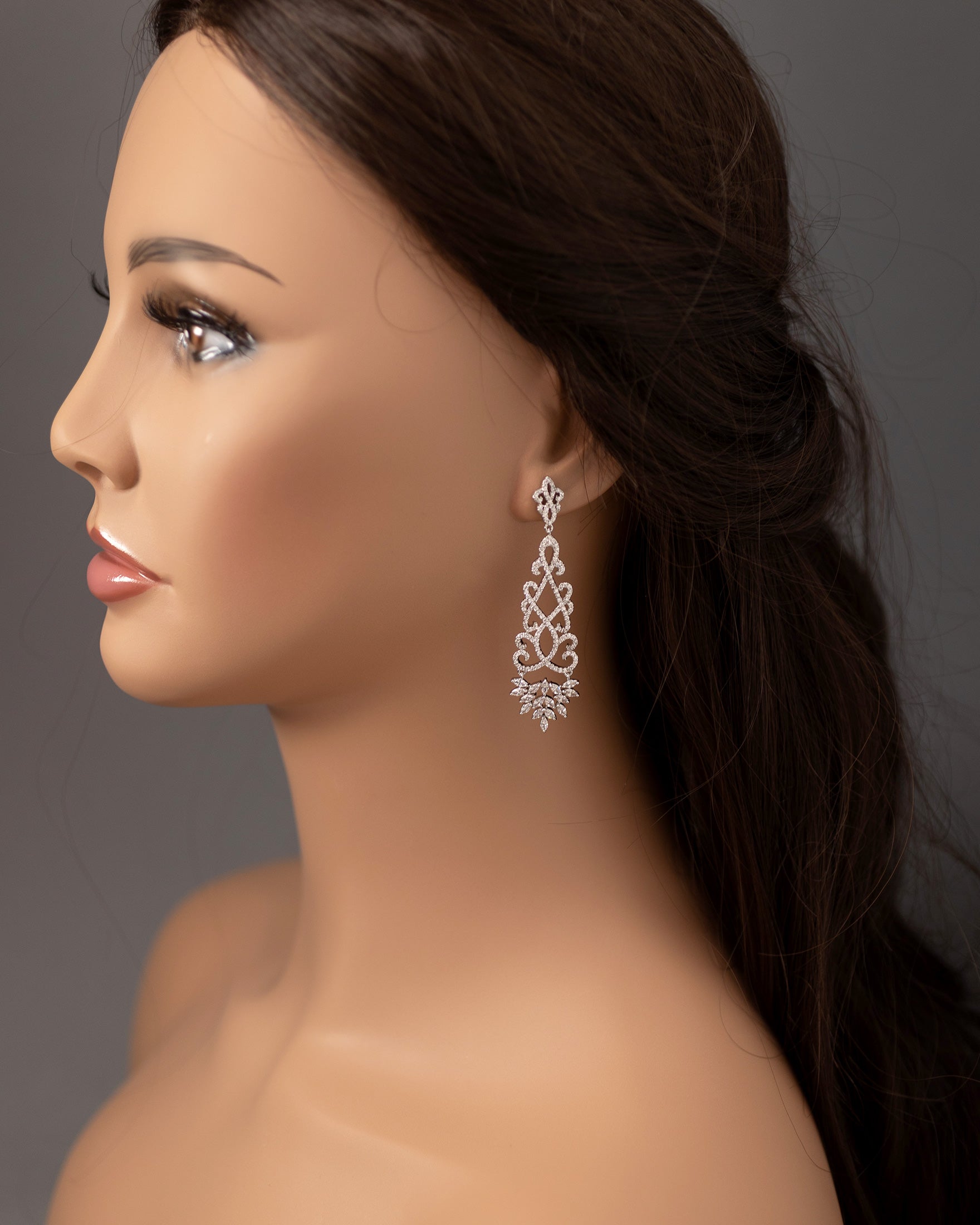 Filigree Earrings for the Bride in Silver - Cassandra Lynne