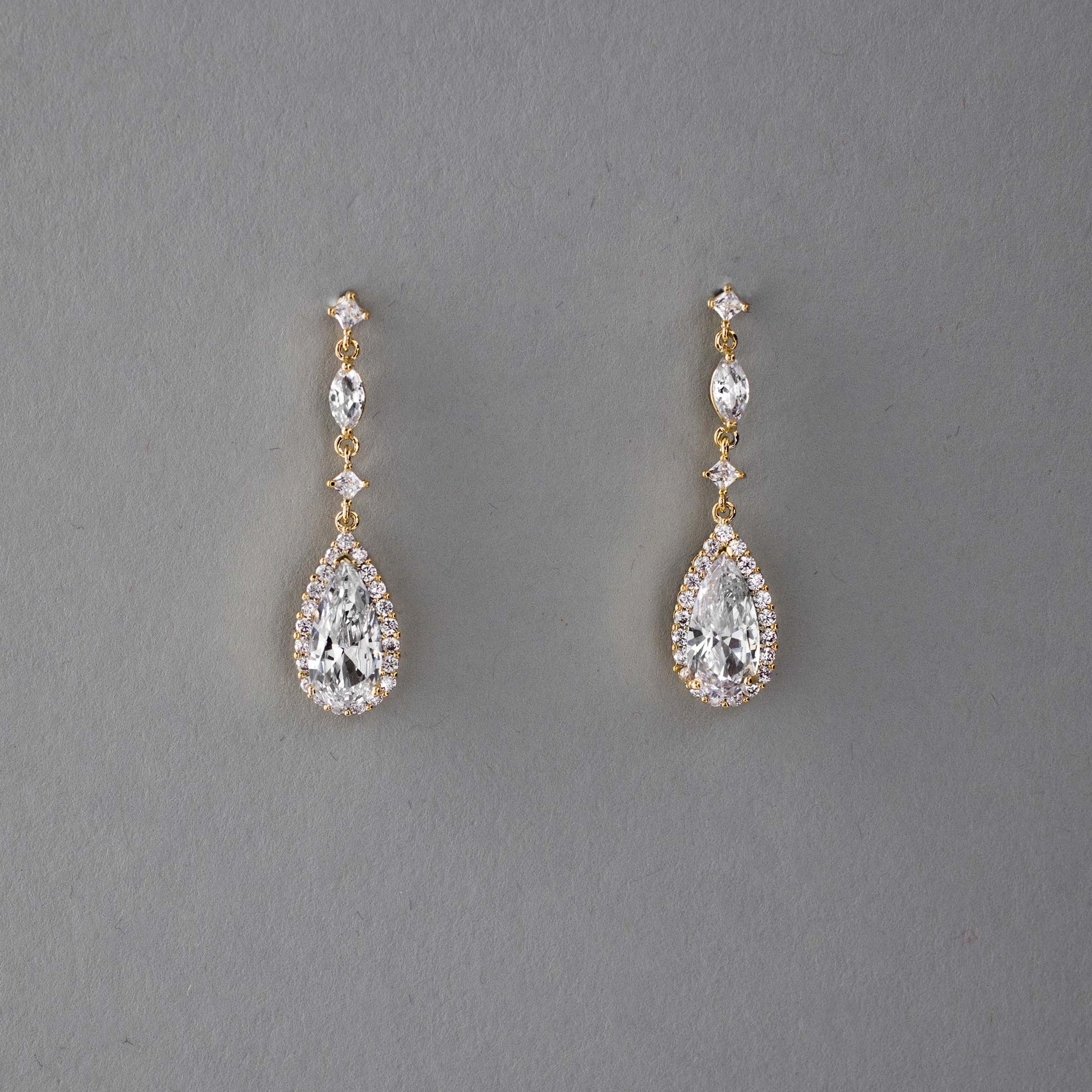 Pave Elongated Pear Drop CZ Earrings - Cassandra Lynne
