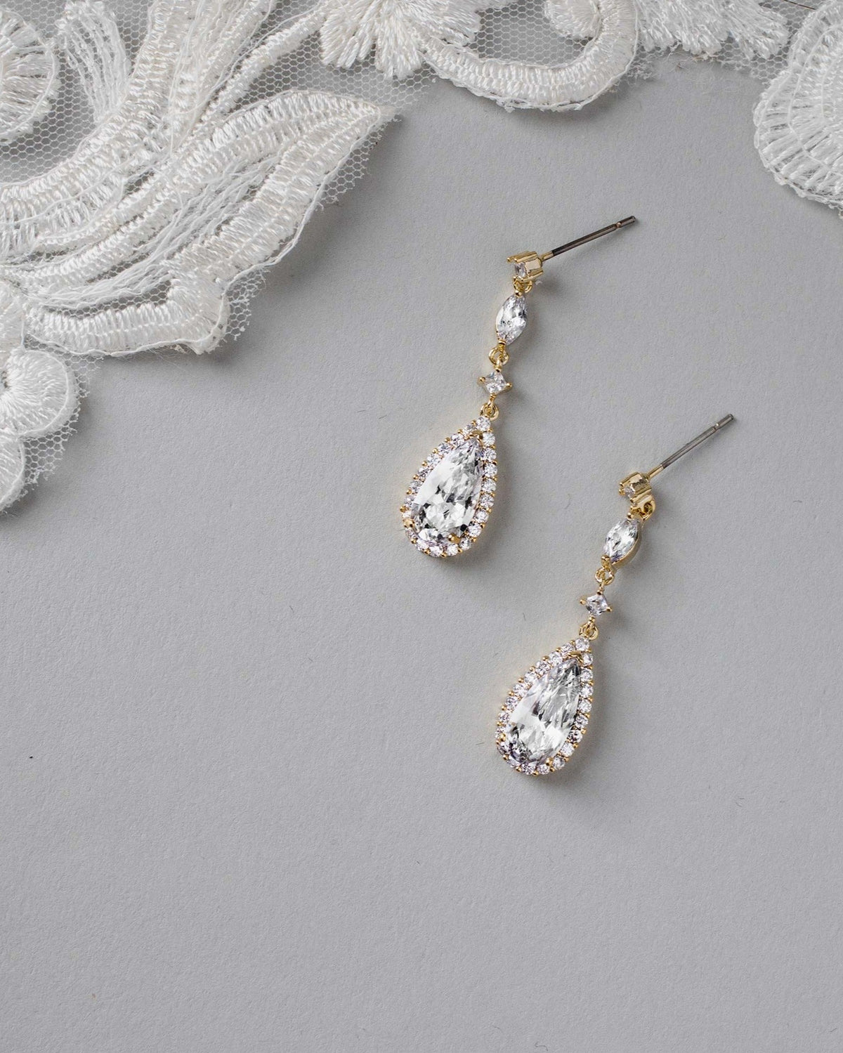 Pave Elongated Pear Drop CZ Earrings - Cassandra Lynne
