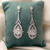 Bridal Earrings Vintage Emerald CZ Silver- Cassandra Lynne