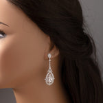 Bridal Earrings Vintage Emerald CZ Silver- Cassandra Lynne