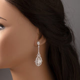 Bridal Earrings Vintage Emerald CZ Silver- Cassandra Lynne