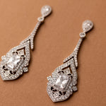 Bridal Earrings Vintage Emerald CZ Silver- Cassandra Lynne