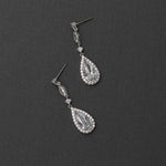 CZ Earrings of Pave Elongated Pear Drops Silver-Cassandra Lynne