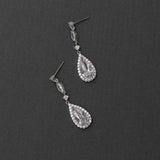 CZ Earrings of Pave Elongated Pear Drops Silver-Cassandra Lynne