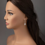 CZ Earrings of Pave Elongated Pear Drops Silver-Cassandra Lynne