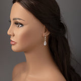CZ Earrings of Pave Elongated Pear Drops Silver-Cassandra Lynne