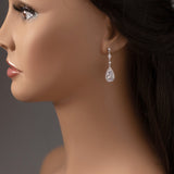 CZ Earrings of Pave Elongated Pear Drops Silver-Cassandra Lynne