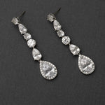 Dangle CZ Earrings with Pave Pear Drop Silver- Cassandra Lynne