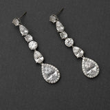 Dangle CZ Earrings with Pave Pear Drop Silver- Cassandra Lynne