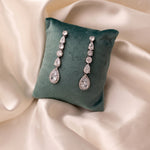 Dangle CZ Earrings with Pave Pear Drop Silver- Cassandra Lynne