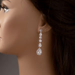 Dangle CZ Earrings with Pave Pear Drop Silver- Cassandra Lynne
