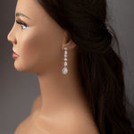 Dangle CZ Earrings with Pave Pear Drop Silver- Cassandra Lynne