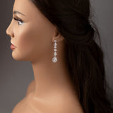 Dangle CZ Earrings with Pave Pear Drop Silver- Cassandra Lynne