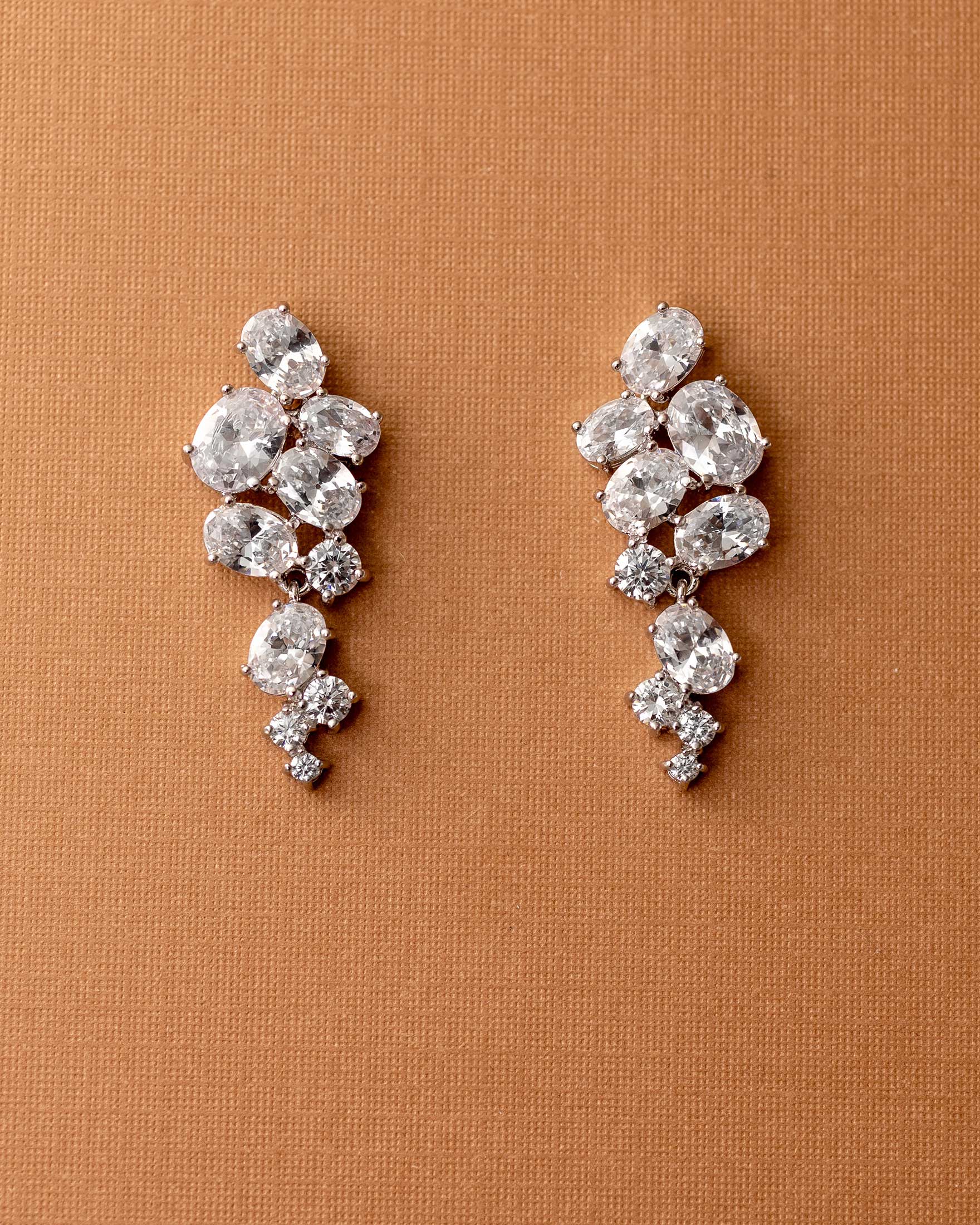 CZ Earrings of Oval Cluster Drop Silver - Cassandra Lynne