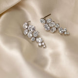 CZ Earrings of Oval Cluster Drop Silver - Cassandra Lynne