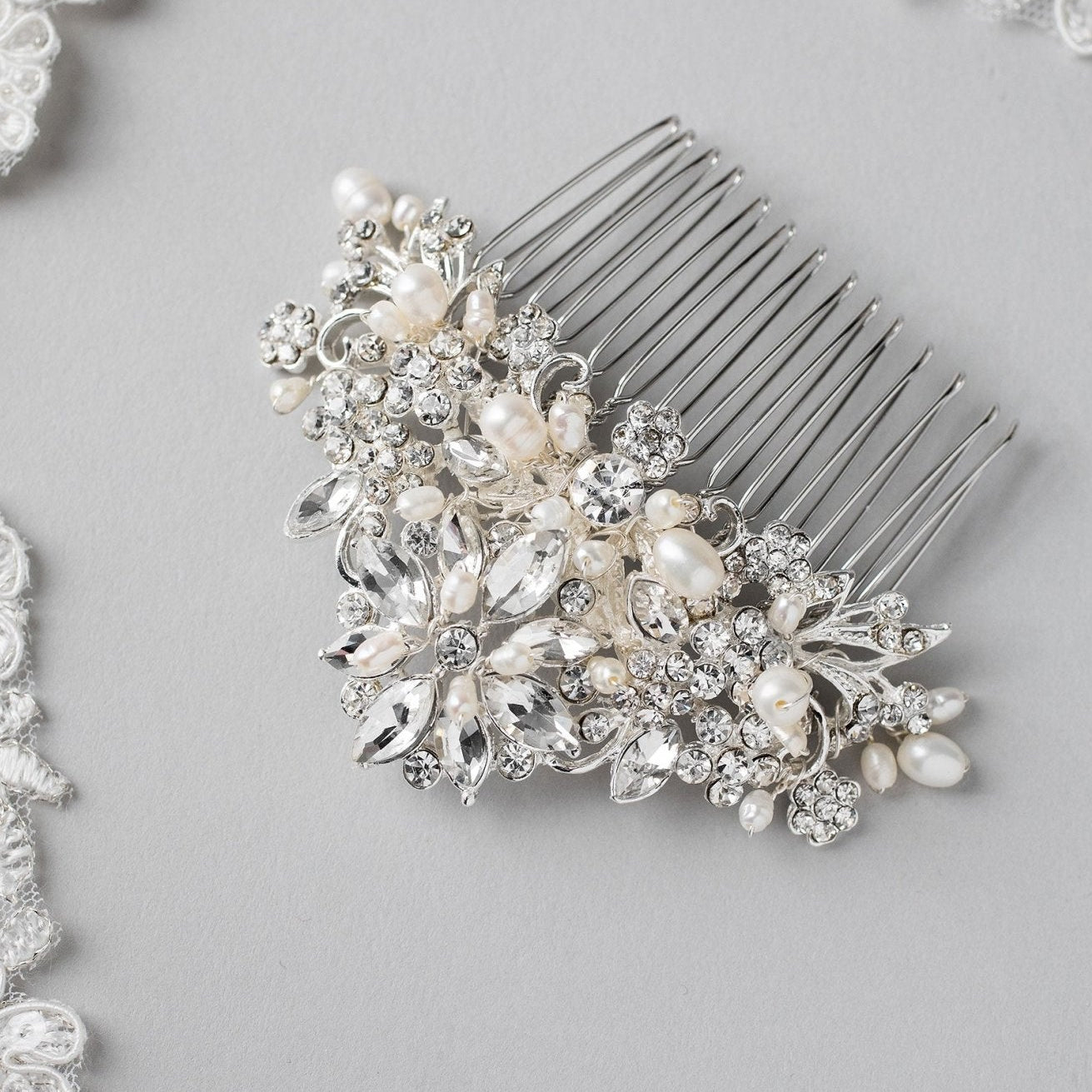 Elegant Bridal Comb with Freshwater Pearls - Hair Comb - Cassandra Lynne