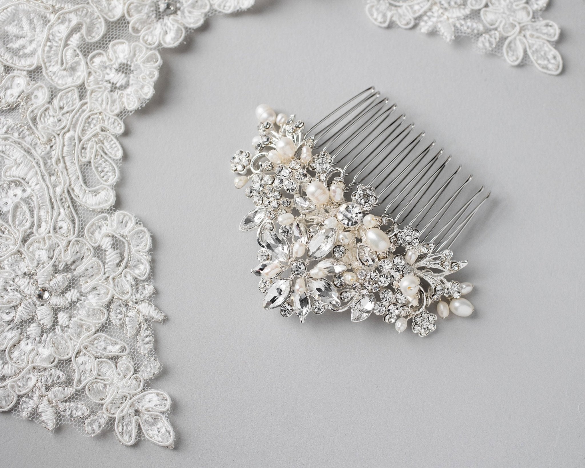 Elegant Bridal Comb with Freshwater Pearls - Hair Comb - Cassandra Lynne