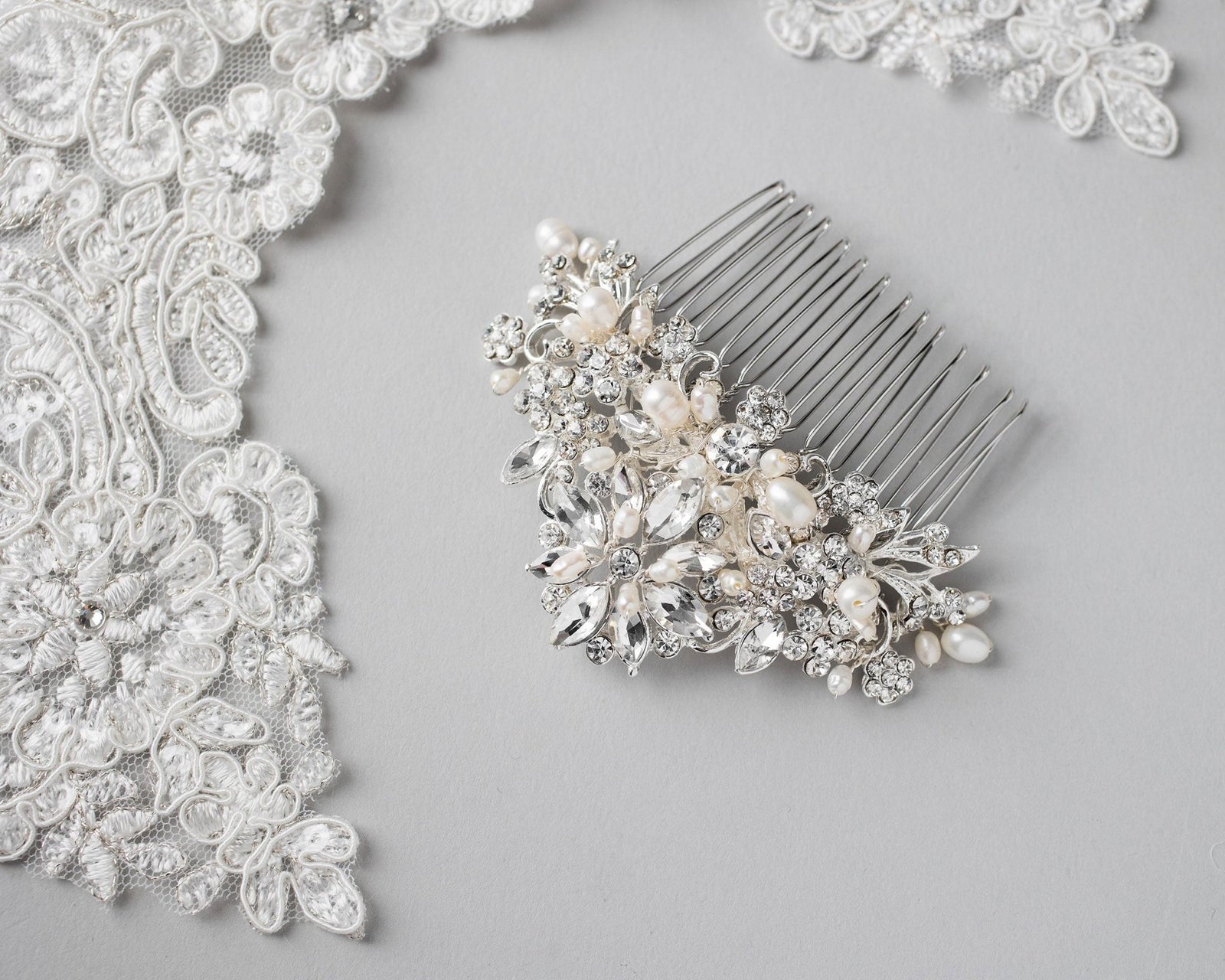 Elegant Bridal Comb with Freshwater Pearls - Hair Comb - Cassandra Lynne