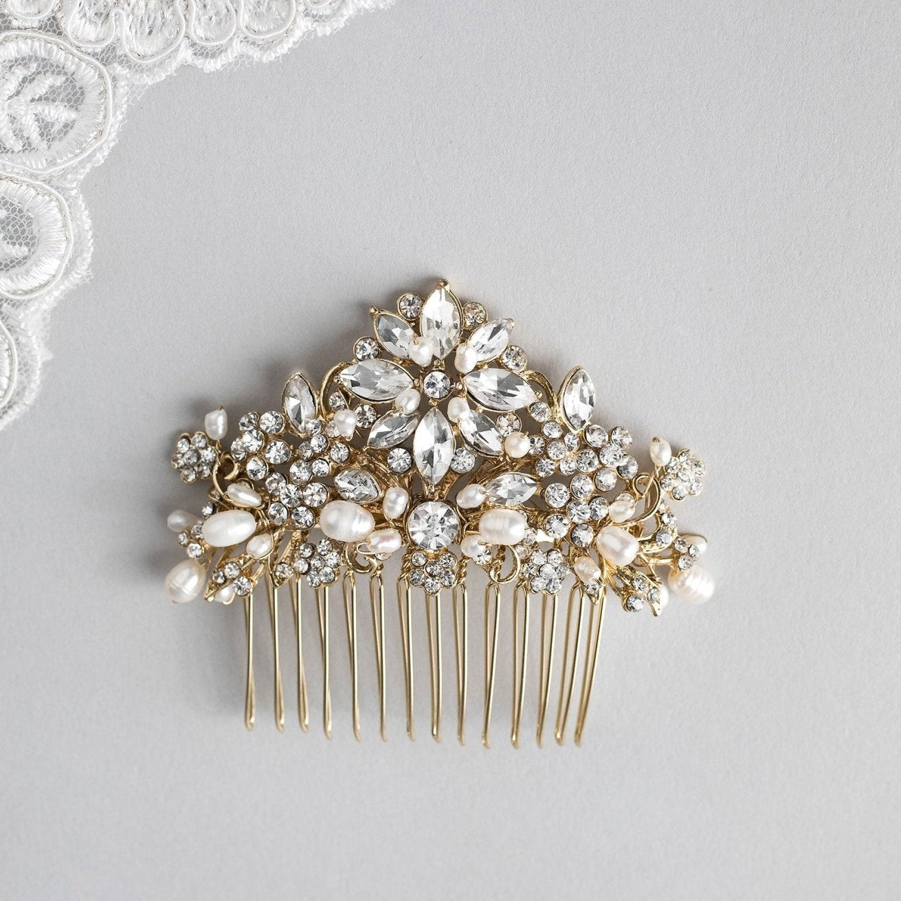 Elegant Bridal Comb with Freshwater Pearls - Hair Comb - Cassandra Lynne