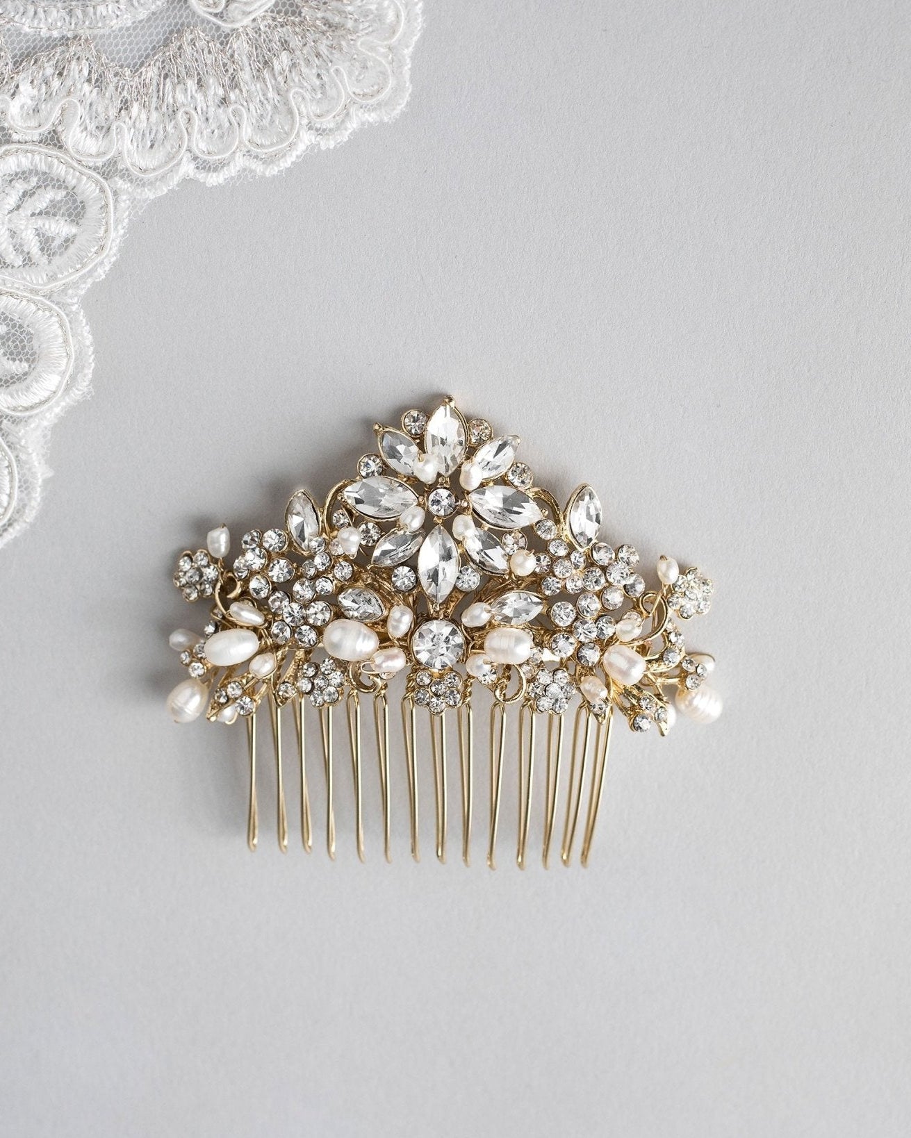 Elegant Bridal Comb with Freshwater Pearls - Hair Comb - Cassandra Lynne